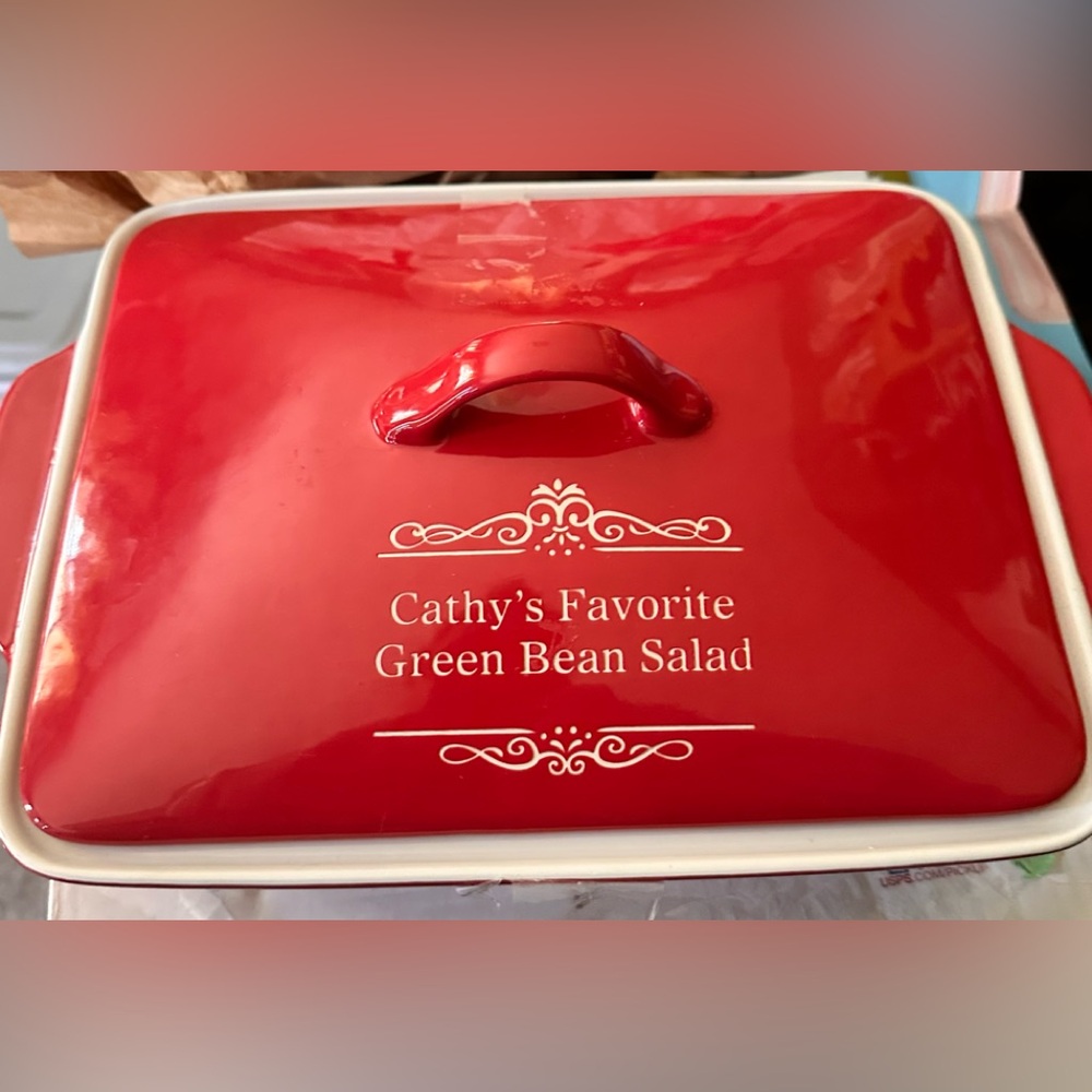 Personalized Red Ceramic Dish with Lid